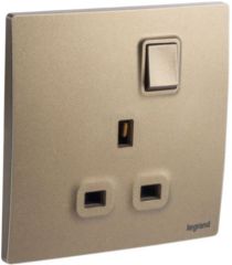 1 Gang BS switched socket outlet single pole - 13A - Dark Bronze - Legrand
