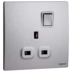 1 gang BS switched socket outlet single pole - 13A - Dark Silver - Legrand