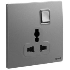 1 Gang Multistandard switched socket outlet - Dark Silver - Legrand