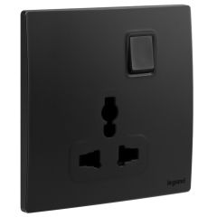 1 Gang Multistandard switched socket outlet - Matt Black - Legrand
