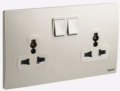 2 Gang Multistandard switched socket outlet - Champagne - Legrand