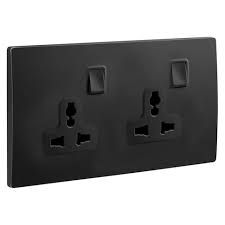 2 Gang Multistandard switched socket outlet - Matt Black - Legrand