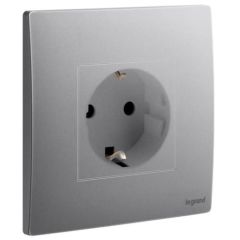 1 Gang German socket outlet - 16A - 2 poles with earth - Dark Silver - Legrand