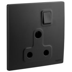 1 Gang BS switched socket outlet - 15A - Matt Black - Legrand