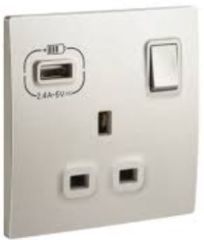 13A 1 Gang Socket outlet + USB A - Champagne - Legrand