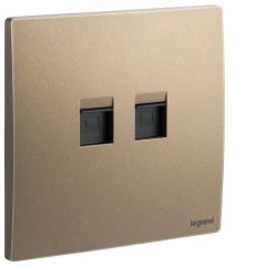 Double RJ45 socket Data outlet category 6 UTP - Dark Bronze - Legrand