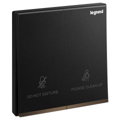 Galion 2 Gang switch Do Not Disturb and Make Up my Room - Matt Black - Legrand
