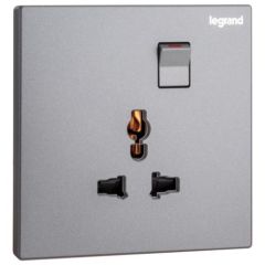 Galion - 1 Gang Multistandard switched socket outlet - Dark Silver - Legrand
