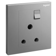 Galion - 1 Gang BS switched socket outlet - 15A - Dark Silver - Legrand