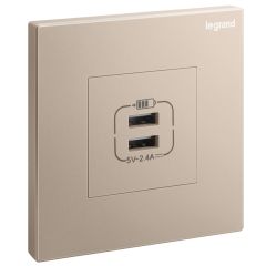 Galion - 1 Gang double USB-2, 4A Type-A USB chargers - Rose Gold - Legrand