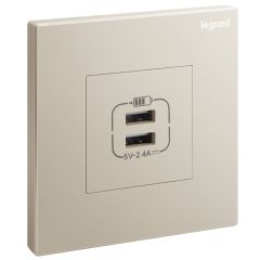 Galion - 1 Gang double USB-2, 4A Type-A USB chargers - Champagne - Legrand