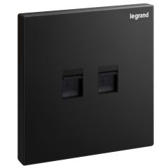 Galion - 1 Gang double Data RJ 45 CAT-6 UTP socket outlet - Matt Black - Legrand