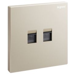 Galion - 1 Gang double Data RJ 45 CAT-6 UTP socket outlet - Champagne - Legrand