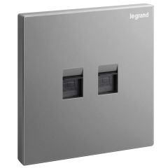 Galion - 1 Gang double Data RJ 45 CAT-6 UTP socket outlet - Dark Silver - Legrand