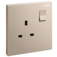 Galion - 1 Gang BS switched socket outlet with power indicator - 13A - Rose Gold - Legrand