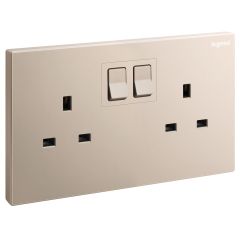 Galion - 2 Gangs BS switched socket outlet with power indicator - 13A - Rose Gold - Legrand