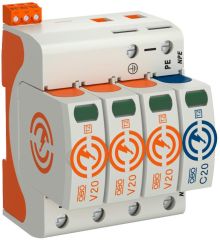 40 kA (8/20) 3P+N, 320V, Type‐2, Class‐C, with signaling, V20‐ 3+NPE+FS‐320 - (Germany) - OBO Bettermann