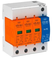 50 kA (8/20) 3P+N, 320V, Type‐1+2, Class‐B+C, V25 B+C/3 NPE,320V - (Germany) - OBO Bettermann
