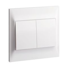  2 Gang 1-Way Switch - 16AX - White - Legrand