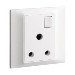 15A 3-Pin Socket + Switch - White - Legrand