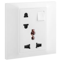 1 Gang Multistandard and Euro-US switched socket - White - Legrand