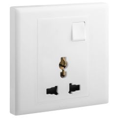 Multi Standard Socket with Switch - White - Legrand