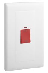 2 Gang 45A double pole switch + neon - White - Legrand