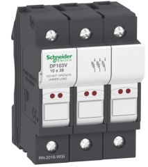 Fuse carrier TeSys DF, 3P 32A, fuse size 10x38 mm, blown fuse indicator - Schneider