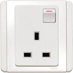 13A, 3-Pin Flat Switched Socket Outlet, White - Schneider