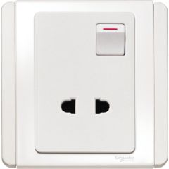 10A, 2-Pin Universal Switched Socket Outlet, White - Schneider