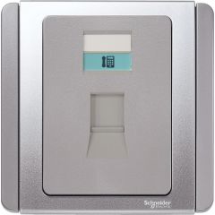 1-Gang, RJ11, 4-Pin Telephone Outlet, Grey Silver - Schneider