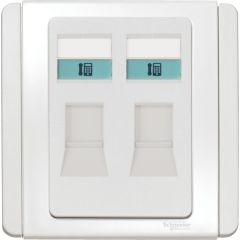 2-Gang, RJ11, 4-Pin Telephone Outlet, Grey White - Schneider