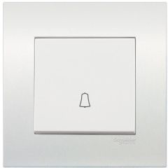 10 A, Vertical Bell Push Switch, White - Schneider