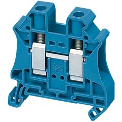 Passthrough terminal block - 10mm², 57A, 1x1 screw - Blue - Schneider