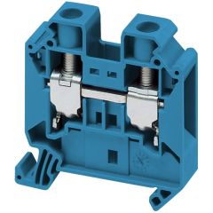 Passthrough terminal block - 16mm², 76A, 1x1 screw - Blue - Schneider