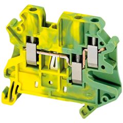 Protective earth terminal block - 4mm², 1x2 screw - Green-Yellow - Schneider