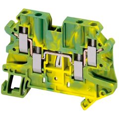 Protective earth terminal block - 4mm², 2x2 screw - Green-Yellow - Schneider