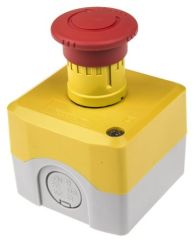 Yellow Station, Red mushroom head Emergency pushbutton turn to release (Made in France) - Schneider